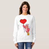 Sweatshirt Mariée oiseau avec voile et ballon en forme de cœu (Devant entier)