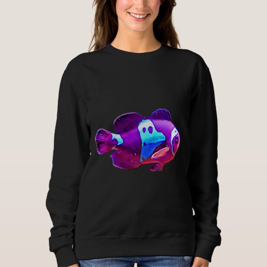 Sweatshirt Maroon Designer Clowfish Saltwater Poisson (Devant)