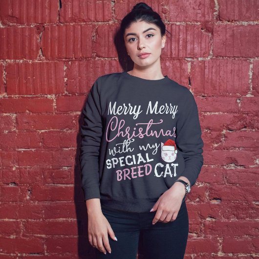 Sweatshirt Marque de Noël Joyeuse fête Pet de chat personnali