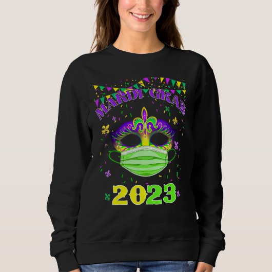 Sweatshirt Masque Avec Masque Visage Mardi Gras 2023 (Devant)