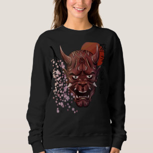 Sweatshirt Masque de démon japonais Kanji Samurai Oni