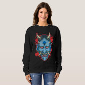 Sweatshirt Masque de démon Oni Créature mythique maléfique ja (Devant entier)