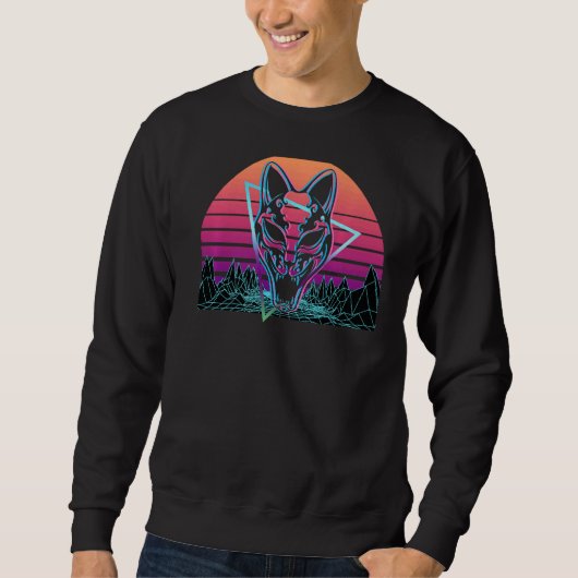 Sweatshirt Masque Kitsune Fox Masque Retro (Devant)