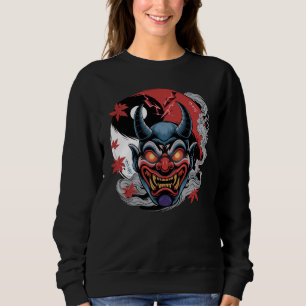 Sweatshirt Masque Oni japonais avec Yin-Yang et Feuilles d'ér