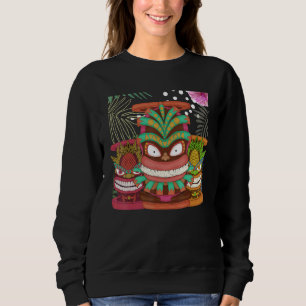 Sweatshirt Masque Tiki Polynésien Totem Hawaïen Statue Luau T