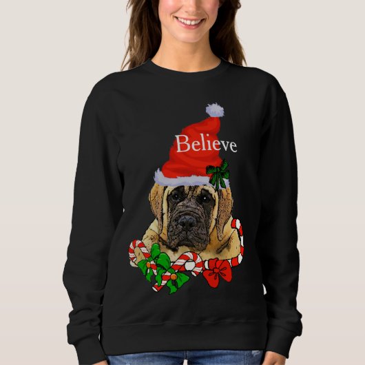 Sweatshirt Mastiff Joyeux Noël anglais (Devant)