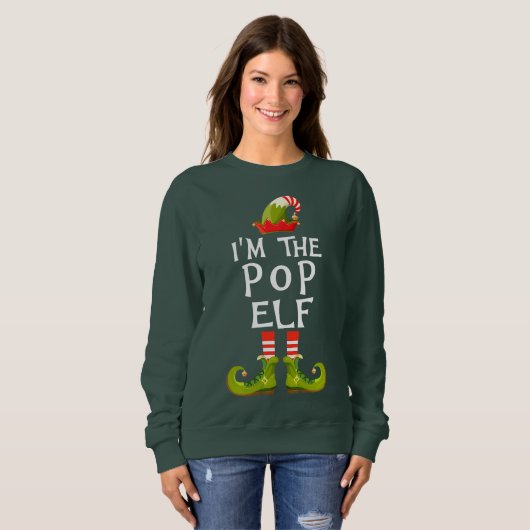 Sweatshirt Matching Family Group I'm The Pop Elf Christmas (Devant entier)