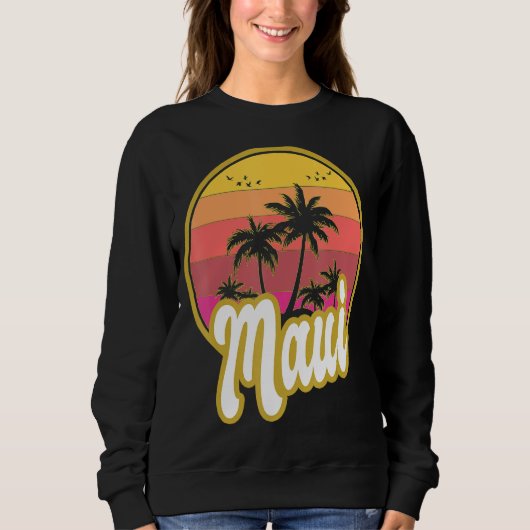 Sweatshirt Maui Hawaii Beach Retro Sunset (Devant)