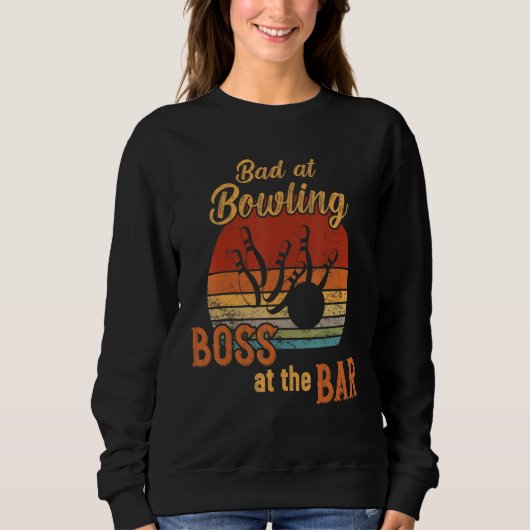 Sweatshirt Mauvais À Bowling Boss Au Bar Retro Bowling (Devant)