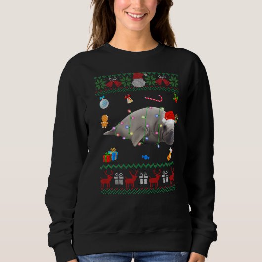 Sweatshirt Mauvais Noël Sweater Animaux illuminent le Manat d (Devant)