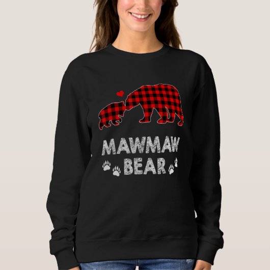 Sweatshirt Mawmaw Oear Femmes Red Plaid Pajama de Noël Famill (Devant)