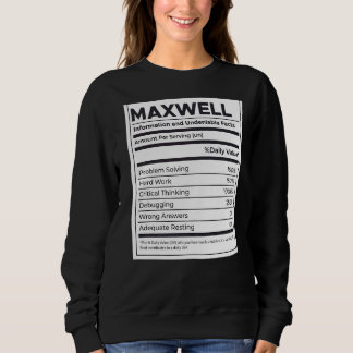 Sweatshirt Maxwell Information sur la nutrition Problème de r