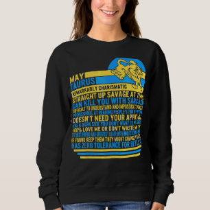 Sweatshirt May Taurus Faits Zodiac Signal Tournesol Astrologi