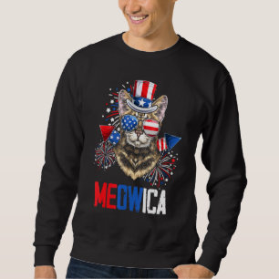 Sweatshirt Mb35 4 juillet Meowica American Flag Firework Ca