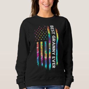 Sweatshirt Mb Best Granny Ever Tie Dye Usa Drapeau Drapeau Dr