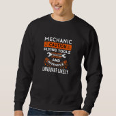 Sweatshirt Mechanic Caution Flying Tools Car Mechanics Auto M (Devant)