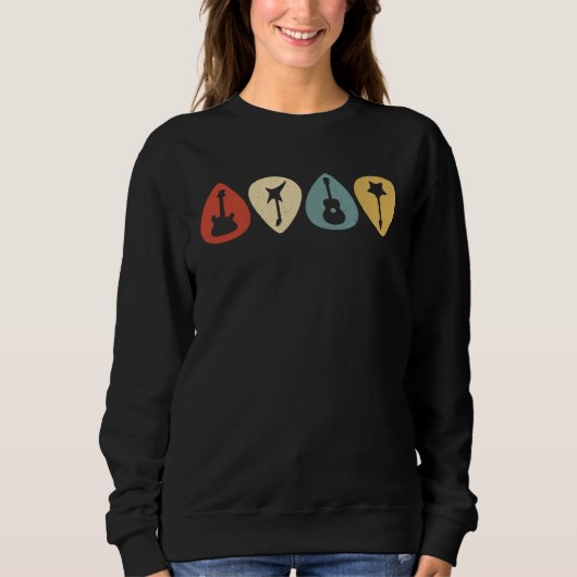 Sweatshirt Médium Pour Guitariste Rétro Vintage (Devant)