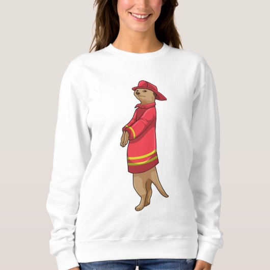 Sweatshirt Meerkat as Firefighter with Helmet (Devant)