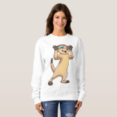 Sweatshirt Meerkat avec lunettes (Devant entier)