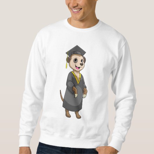 Sweatshirt Meerkat comme étudiant avec diplôme (Devant)