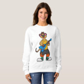 Sweatshirt Meerkat comme musicien avec guitare (Devant entier)