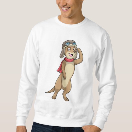 Sweatshirt Meerkat comme pilote avec casquette pilote (Devant)