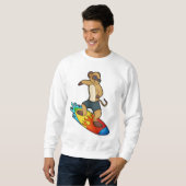 Sweatshirt Meerkat comme surfeur avec Surfer (Devant entier)