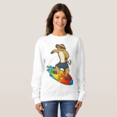 Sweatshirt Meerkat comme surfeur avec Surfer (Devant entier)