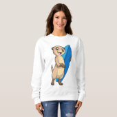 Sweatshirt Meerkat comme surfeur avec Surfer (Devant entier)