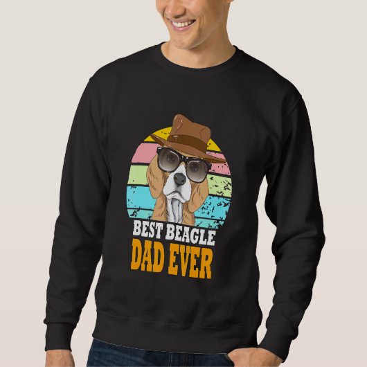 Sweatshirt Meilleur Beagle Papa Jamais Chiens Retro Lunettes (Devant)