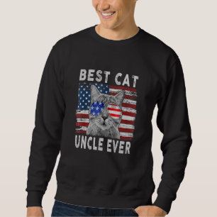 Sweatshirt Meilleur Chat Uncle Jamais Drapeau Américain Patri