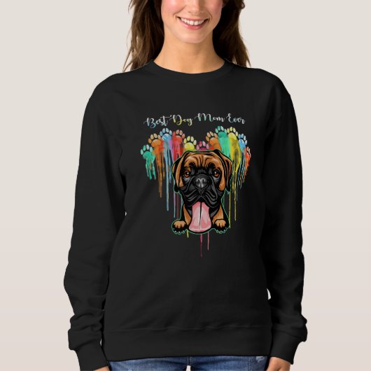 Sweatshirt Meilleur Chien Maman Jamais Coeur Boxer Chien (Devant)