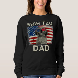 Sweatshirt Meilleur Chih Tzu Papa Jamais Drapeau Américain Pè