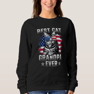 Sweatshirt Meilleur Grand-Père de Chat pour Homme Drapeau Amé