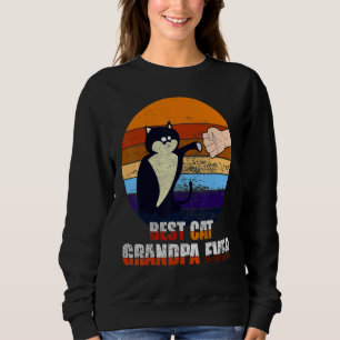 Sweatshirt Meilleur Papy de Chat Rétro Vintage Fist Bump Gra