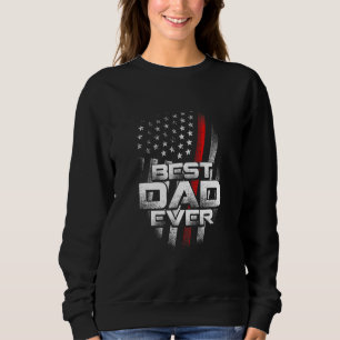 Sweatshirt Meilleur Père Jamais Avec Mince Feu De Drapeau Rou
