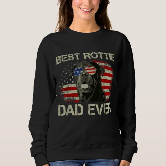 Sweatshirt Meilleur Rottie Papa Jamais Rottweiler Drapeau amé (Devant)