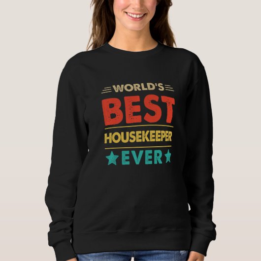 Sweatshirt Meilleure femme de ménage rétro du monde (Devant)