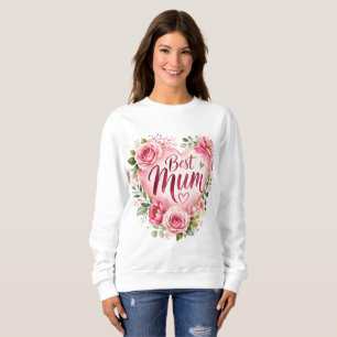 Sweatshirt Meilleure Maman Aquarelle Fleur de cœur Design