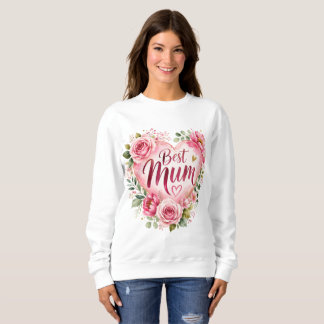 Sweatshirt Meilleure Maman Aquarelle Fleur de cœur Design