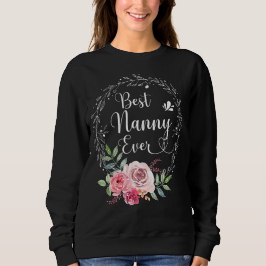 Sweatshirt Meilleure nounou jamais femmes déco fleurs nounou (Devant)