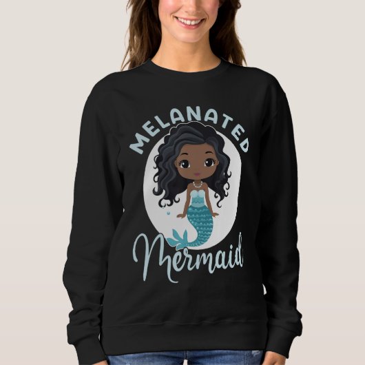 Sweatshirt Melanated Mermaid Black African American Mermaid F (Devant)