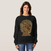 Sweatshirt Melanin Queen Leopard Afro Cheveux Africain Améric (Devant entier)
