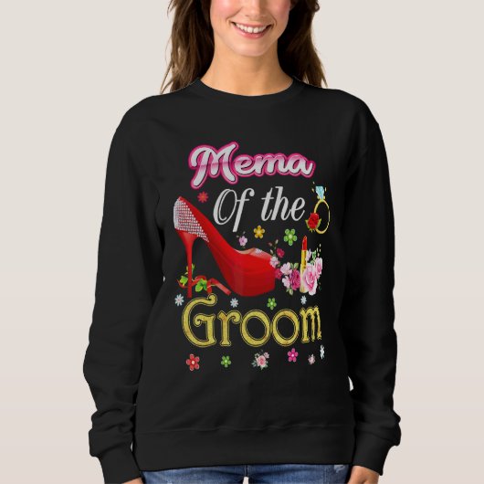 Sweatshirt Mema De La Groom Joyeux Mariage Flower Rose Chauss (Devant)