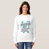 Sweatshirt Mémé a du Rizz — Pop sarcelle‑rose atomique (Devant entier)