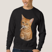 Sweatshirt Mème de chat drôle et cool qui fume une cigarette (Devant)
