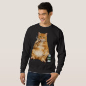 Sweatshirt Mème de chat drôle et cool qui fume une cigarette (Devant entier)