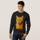 Sweatshirt Mème de chat drôle et cool qui fume une cigarette (Devant entier)