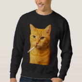 Sweatshirt Mème de chat drôle et cool qui fume une cigarette (Devant)
