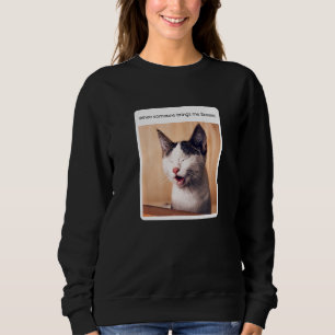 Sweatshirt Mème de chat quand quelqu'un m'apporte une brochet